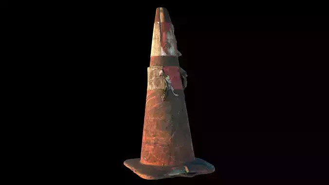 Burned Traffic Cone  Low-poly 3D model