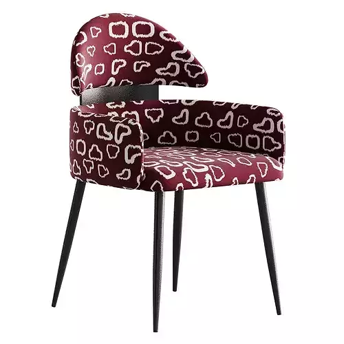 Contemporary Ink Steel Arm Chair 3D model 5