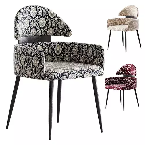 Contemporary Ink Steel Arm Chair 3D model