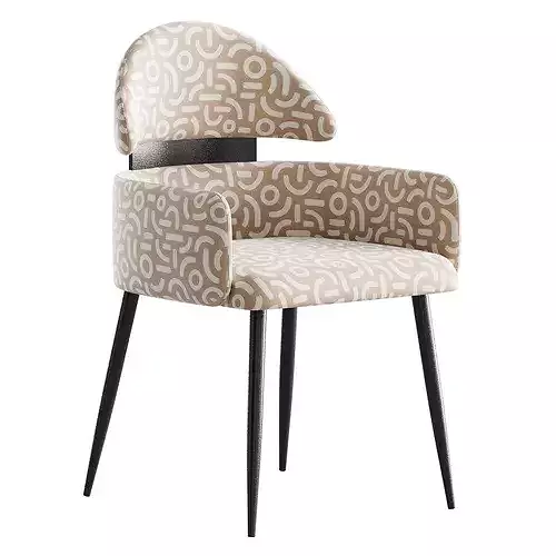 Contemporary Ink Steel Arm Chair 3D model 4