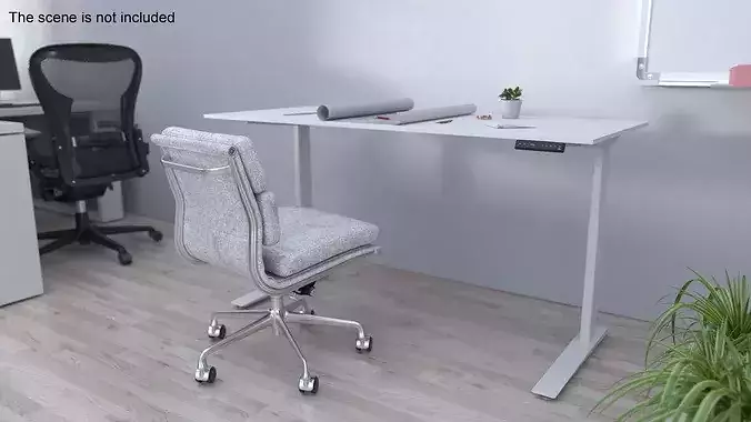 Architect Workspace with Blueprints and Tools 3D model 5