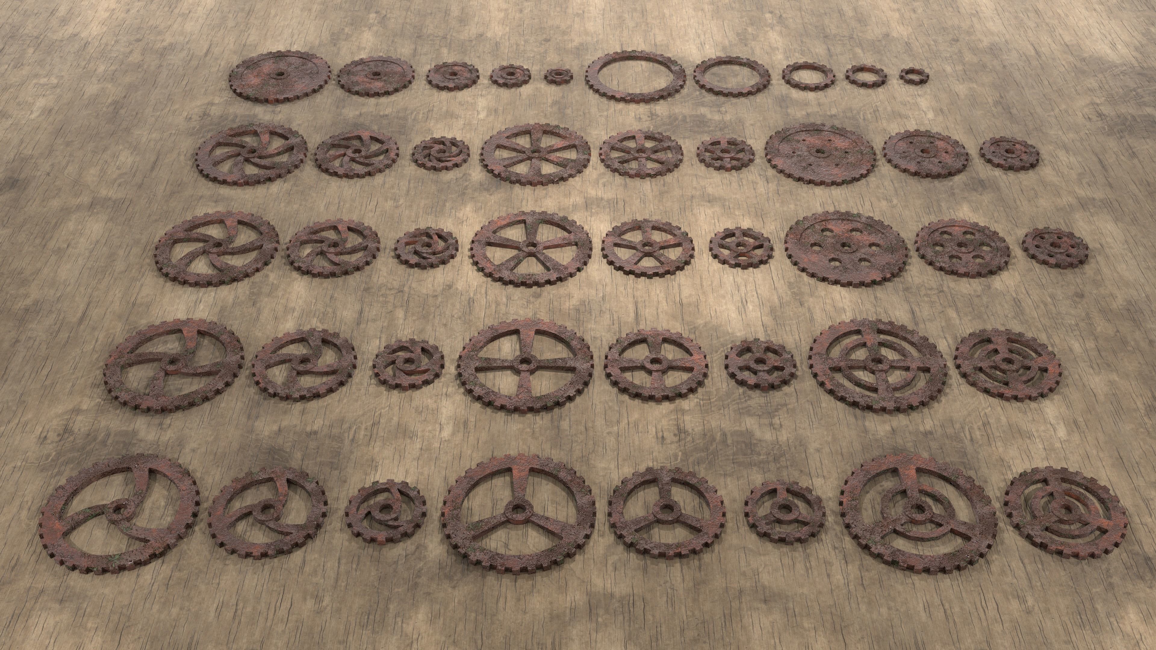 Low poly cogwheel gear set Low-poly 3D model_3