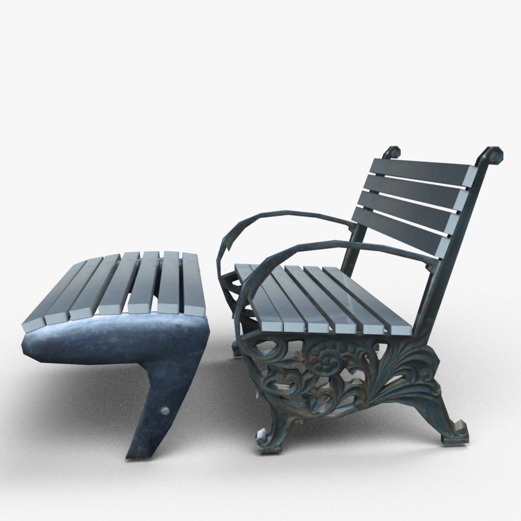 Park objects Low-poly 3D model_2