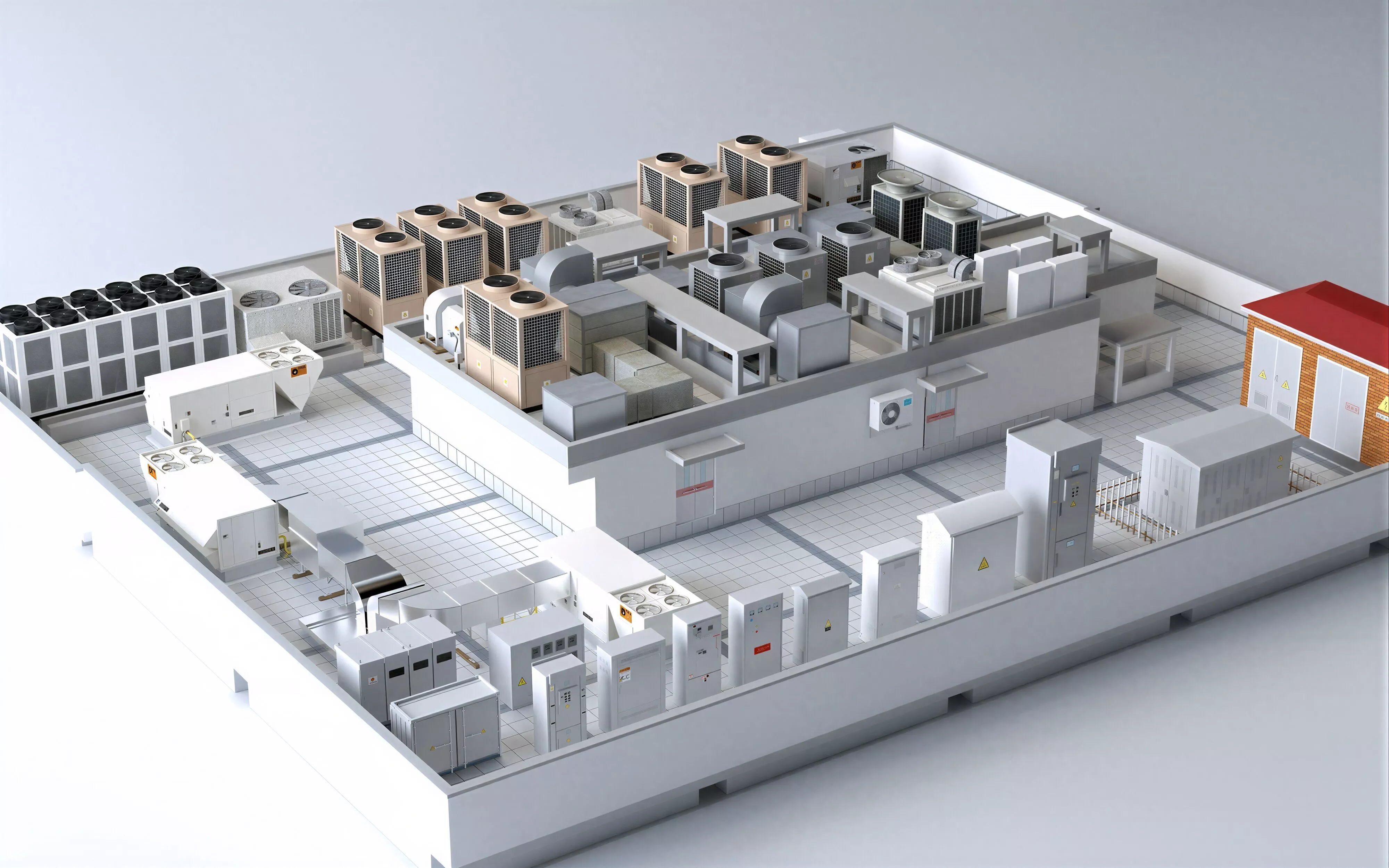 Industrial Rooftop HVAC Equipment Layout 3D Model 3D model