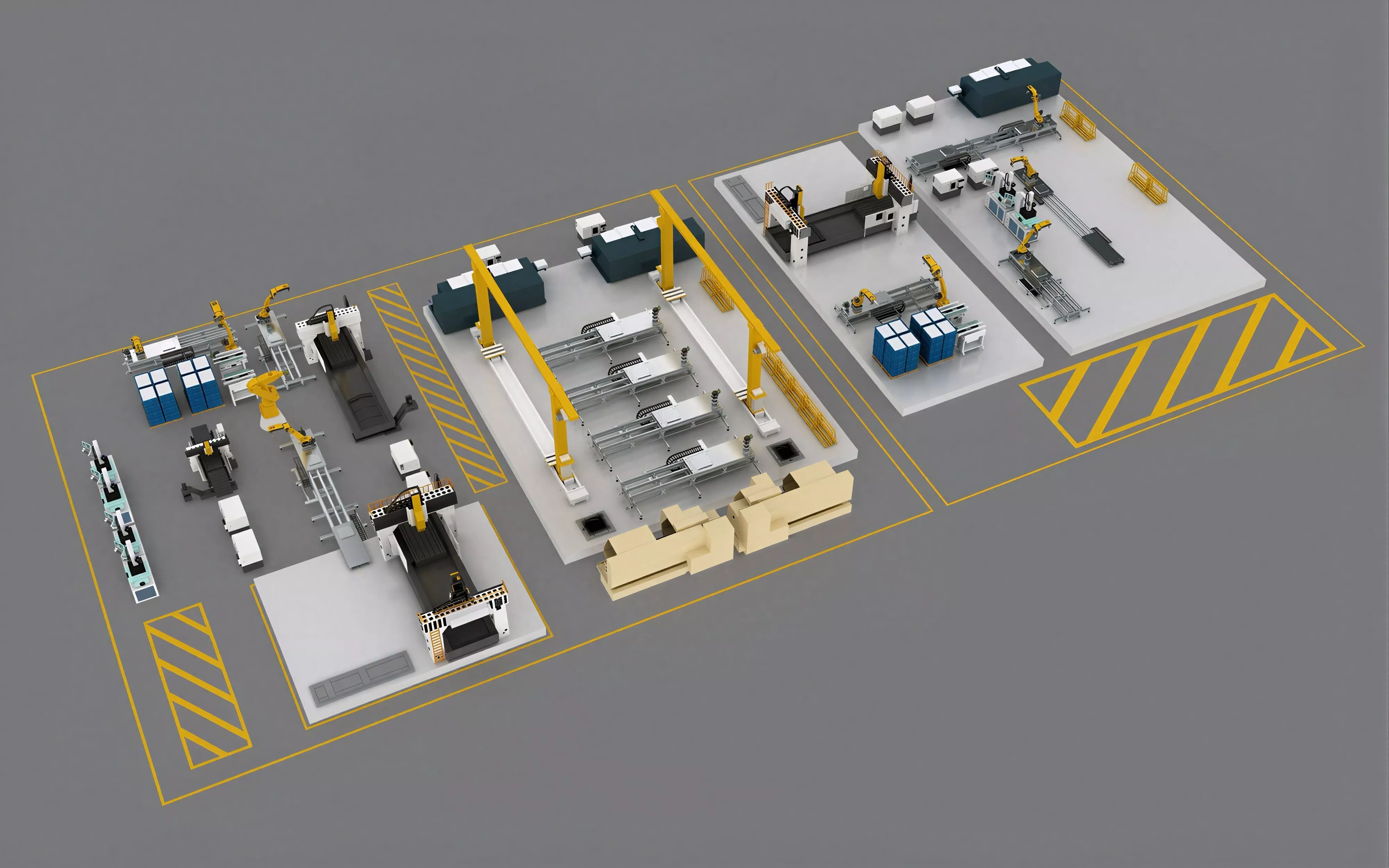 Industrial Modular Robotic Assembly Line Equipment 3D Model 3D model
