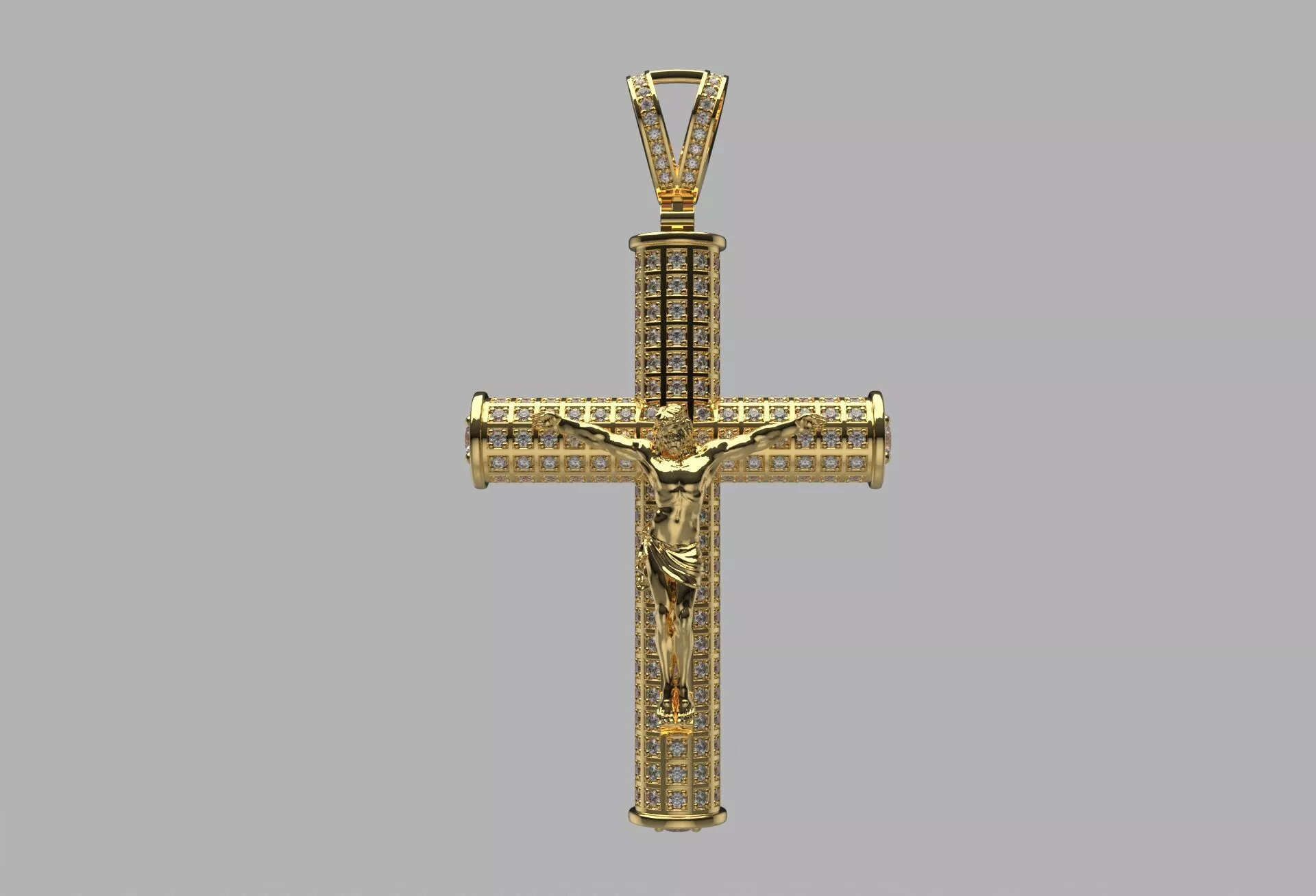 Dije Crucifijo full diamantes - Full-diamond crucifix necklace 3D print model