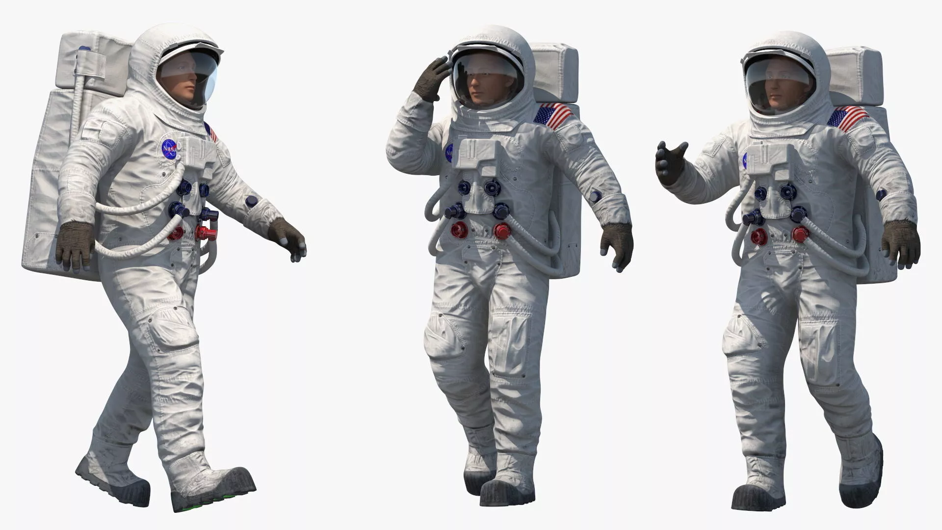 NASA Astronaut Suit A7L with Male Figure Rigged for Maya 3D model