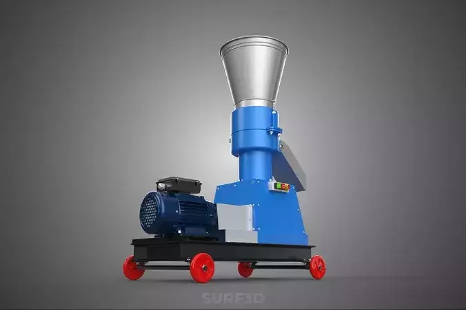 MOBILE PELLET PRESS MILL MAKING EXTRUSION MACHINE ELECTRIC MOTOR 3D model 7