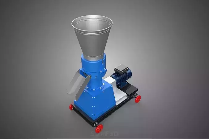 MOBILE PELLET PRESS MILL MAKING EXTRUSION MACHINE ELECTRIC MOTOR 3D model 6