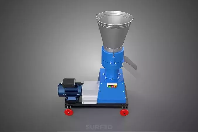 MOBILE PELLET PRESS MILL MAKING EXTRUSION MACHINE ELECTRIC MOTOR 3D model 4