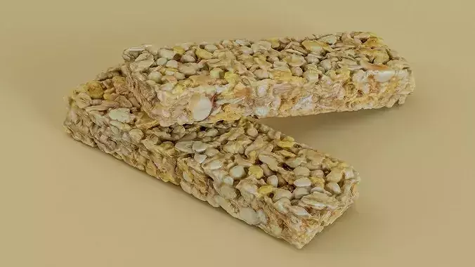 Granola Cereal Bar High-Quality 3D Photogrammetry Scan Low-poly 3D model