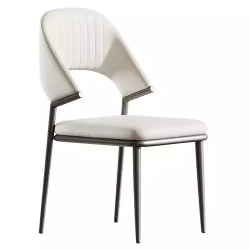 Contemporary Low Back Faux Leather Dining Chair 3D model 4