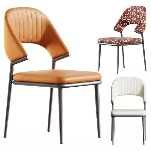 Contemporary Low Back Faux Leather Dining Chair 3D model