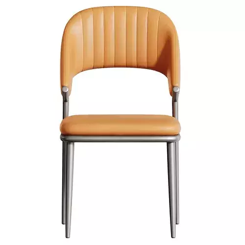 Contemporary Low Back Faux Leather Dining Chair 3D model 6