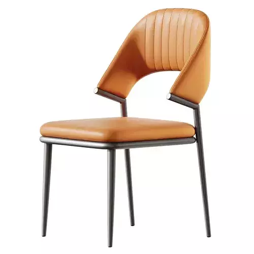 Contemporary Low Back Faux Leather Dining Chair 3D model 7