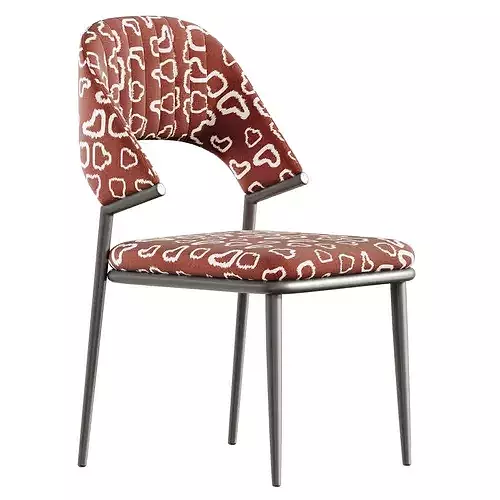 Contemporary Low Back Faux Leather Dining Chair 3D model 2