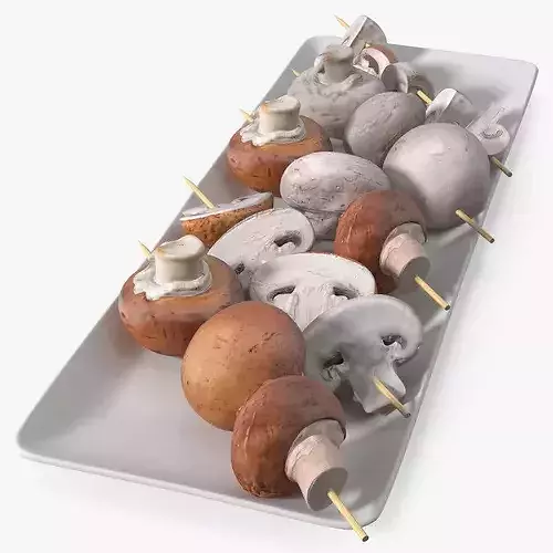 Mushrooms on Wooden Skewers 3D model 7
