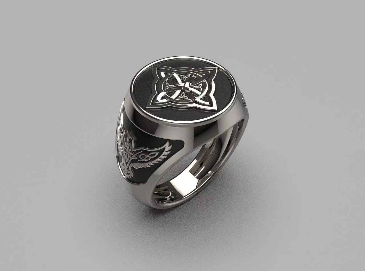 Anillo de sello nudo de bruja - Witch knot signet ring 3D print model