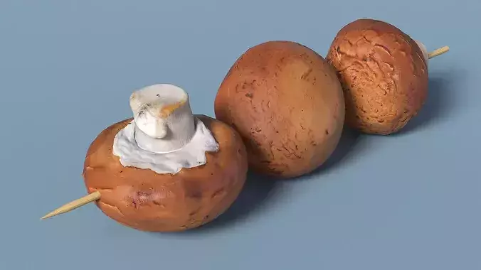 Portobello Mushrooms on Wooden Skewer 3D model 5