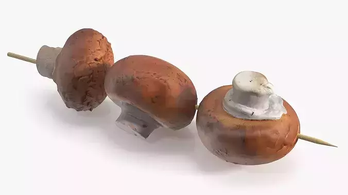 Portobello Mushrooms on Wooden Skewer 3D model 6