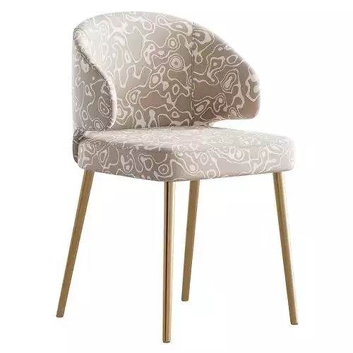 Contemporary Low Back Padded Armless Chair 3D model 5
