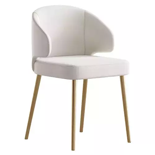 Contemporary Low Back Padded Armless Chair 3D model 2