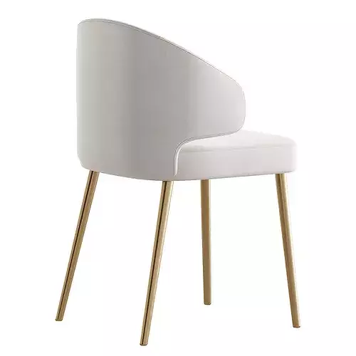 Contemporary Low Back Padded Armless Chair 3D model 6