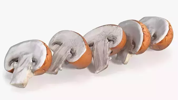 Brown Champignon Halves 3D model