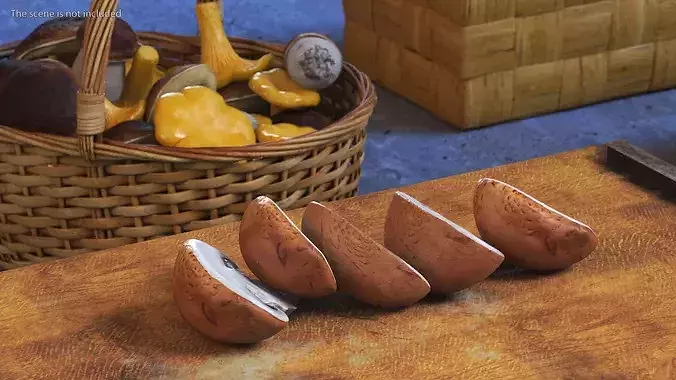 Brown Champignon Halves 3D model 3