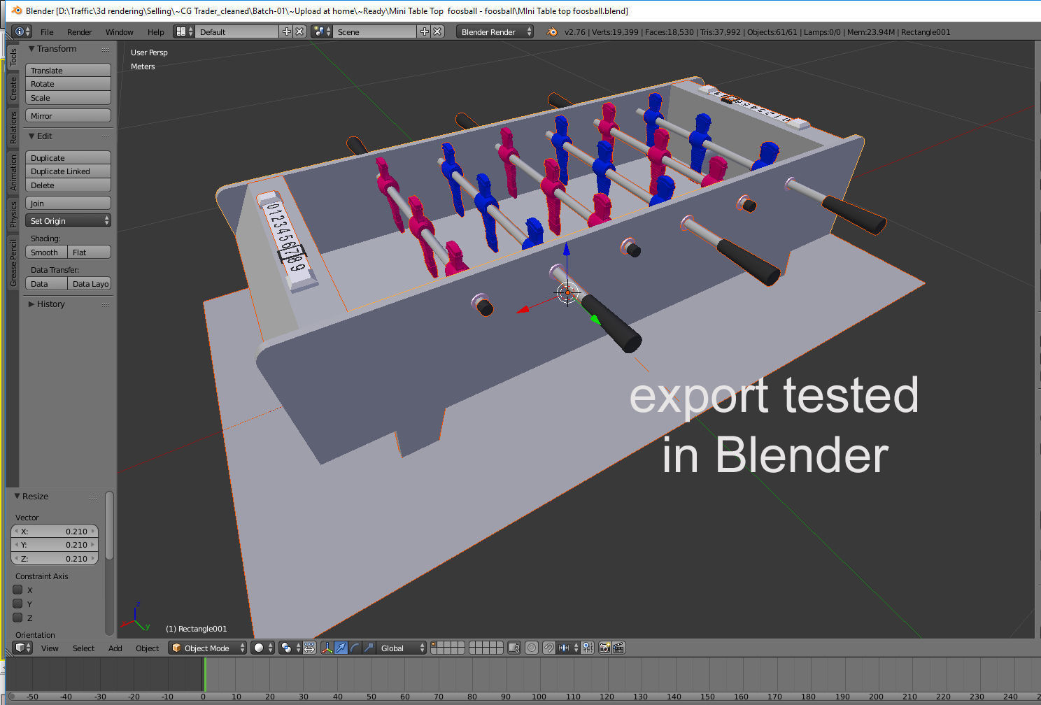 Mini Table Top  foosball game- untextured  3D model_6