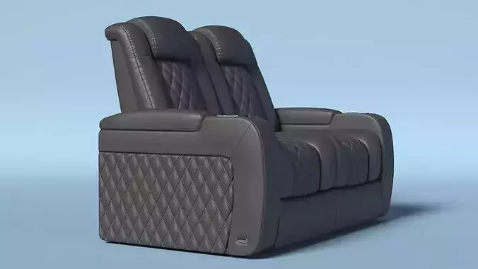 Leather Home Theater Paired Seating Graphite 3D model 5