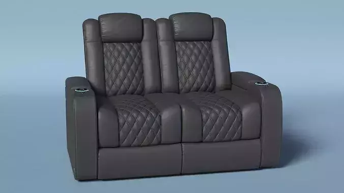 Leather Home Theater Paired Seating Graphite 3D model 4
