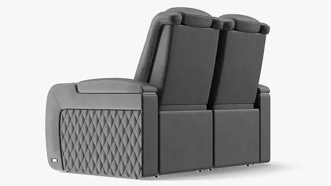 Leather Home Theater Paired Seating Graphite 3D model 7