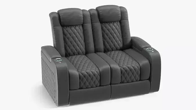 Leather Home Theater Paired Seating Graphite 3D model