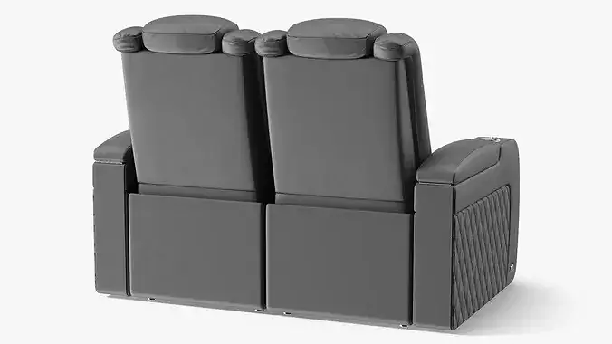 Leather Home Theater Paired Seating Graphite 3D model 6