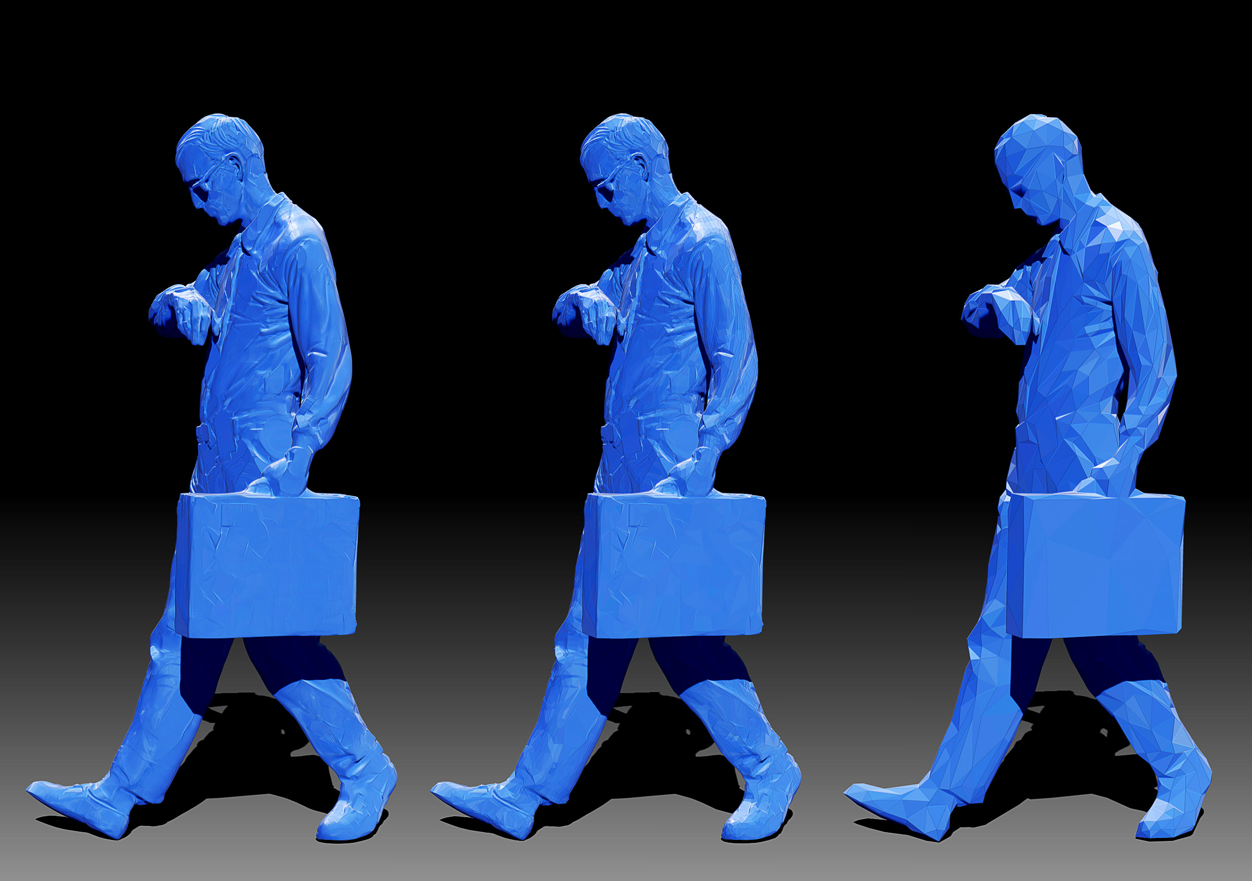 Bussinessman statue of man carrying briefcase 3D model_2
