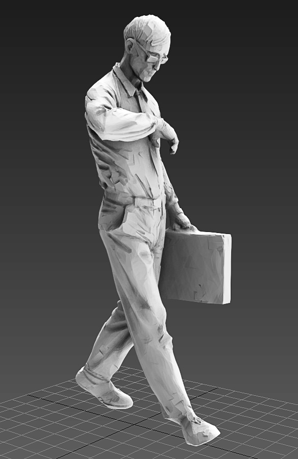 Bussinessman statue of man carrying briefcase 3D model_4
