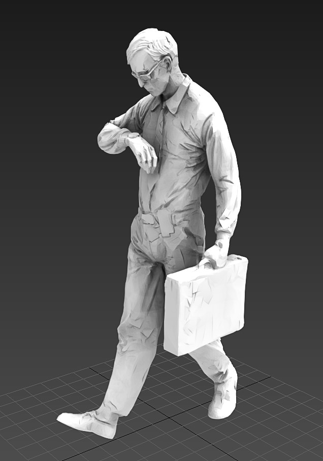 Bussinessman statue of man carrying briefcase 3D model_3