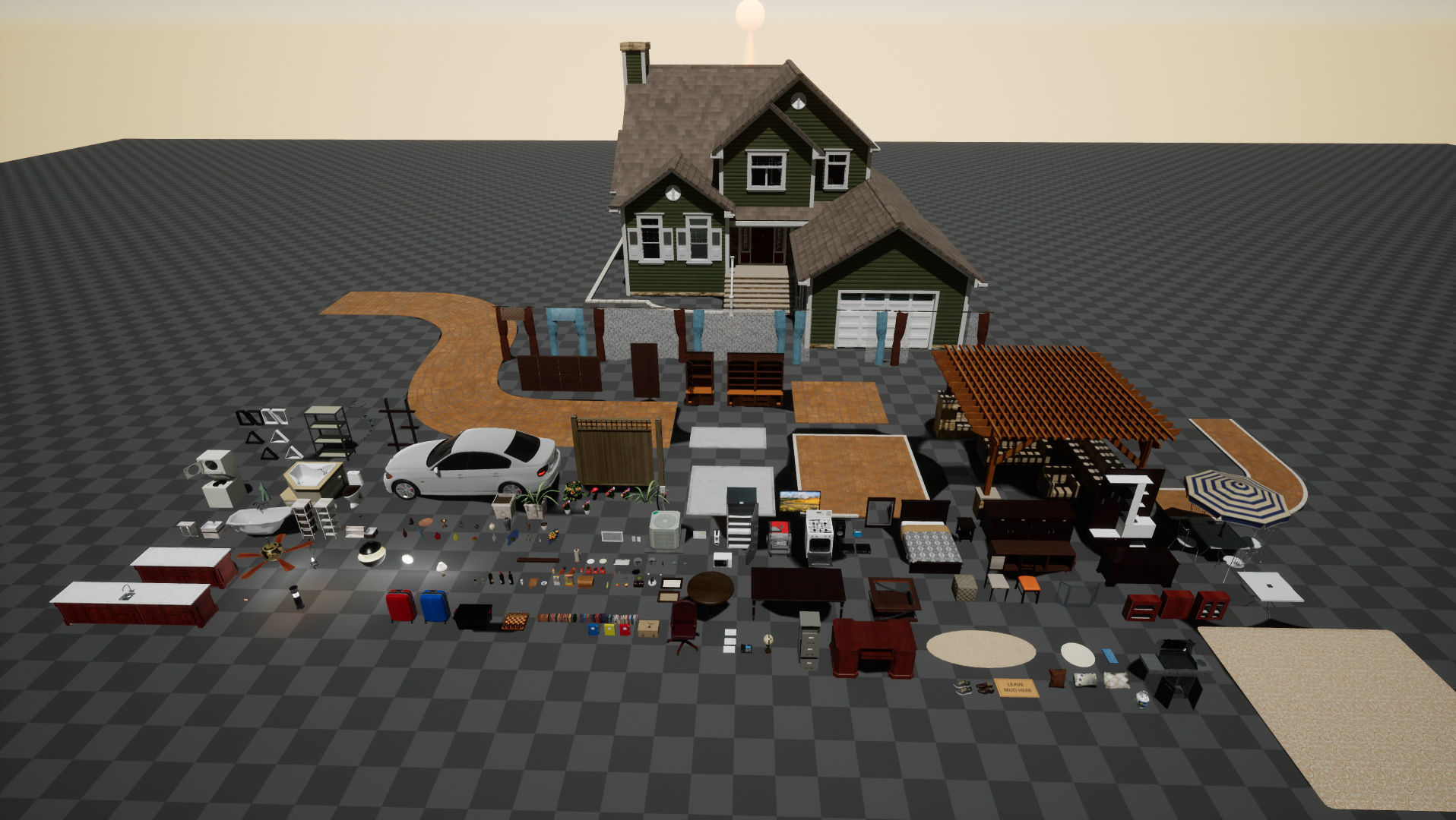 Suburban House Low-poly 3D model_17