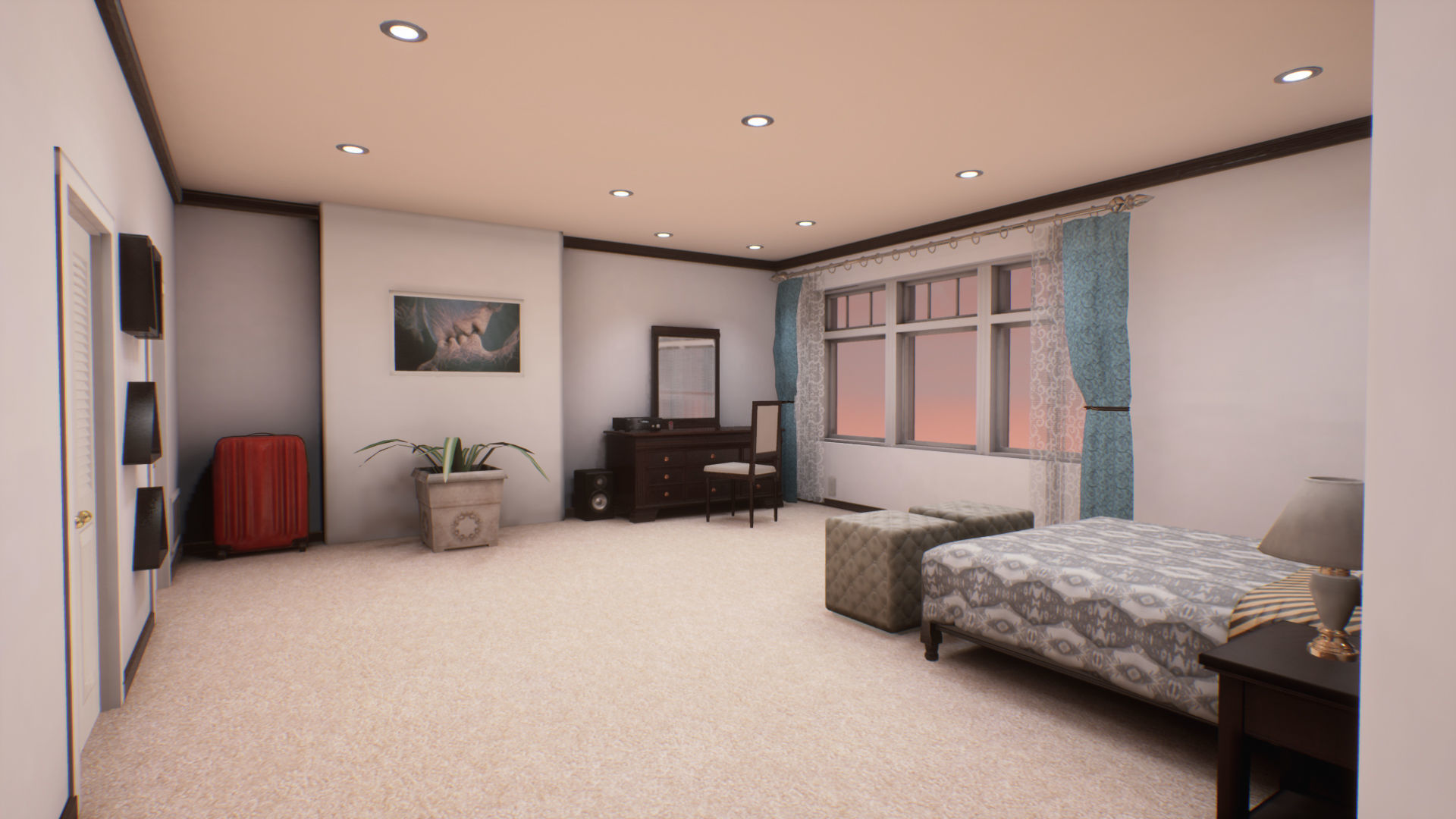 Suburban House Low-poly 3D model_12