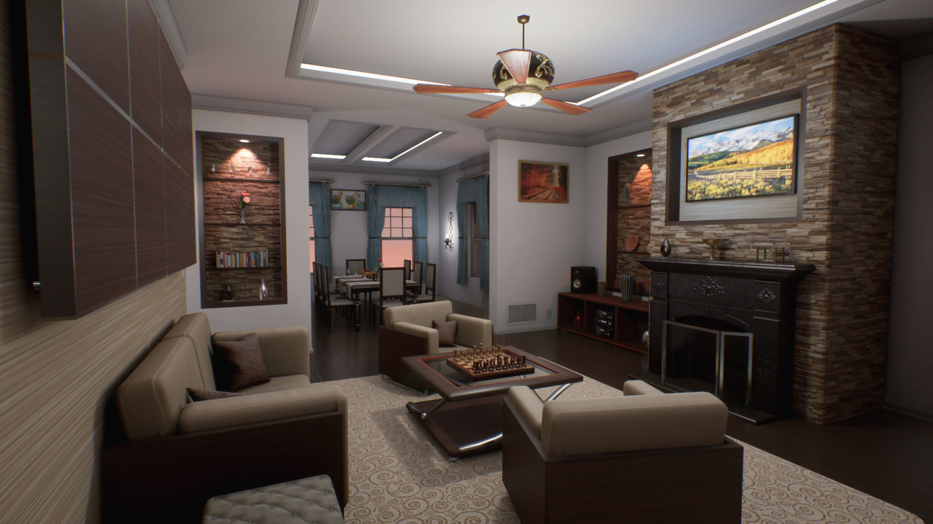 Suburban House Low-poly 3D model_2