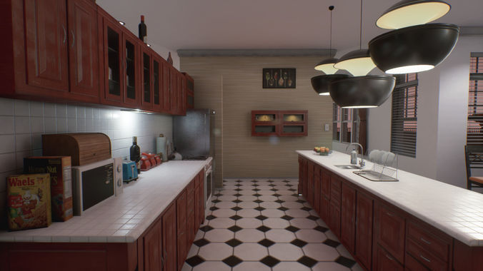 Suburban House Low-poly 3D model 5