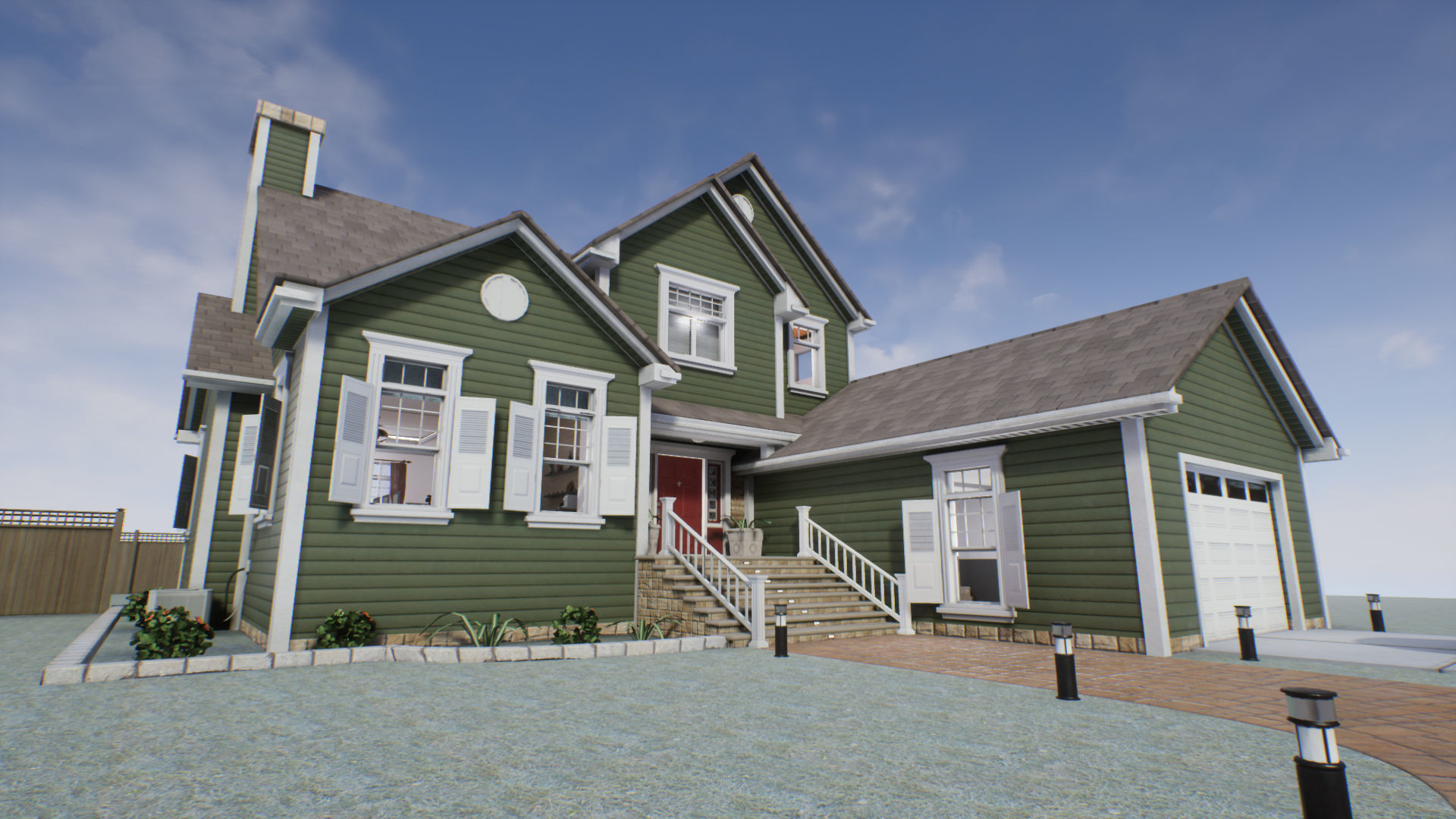 Suburban House Low-poly 3D model_15