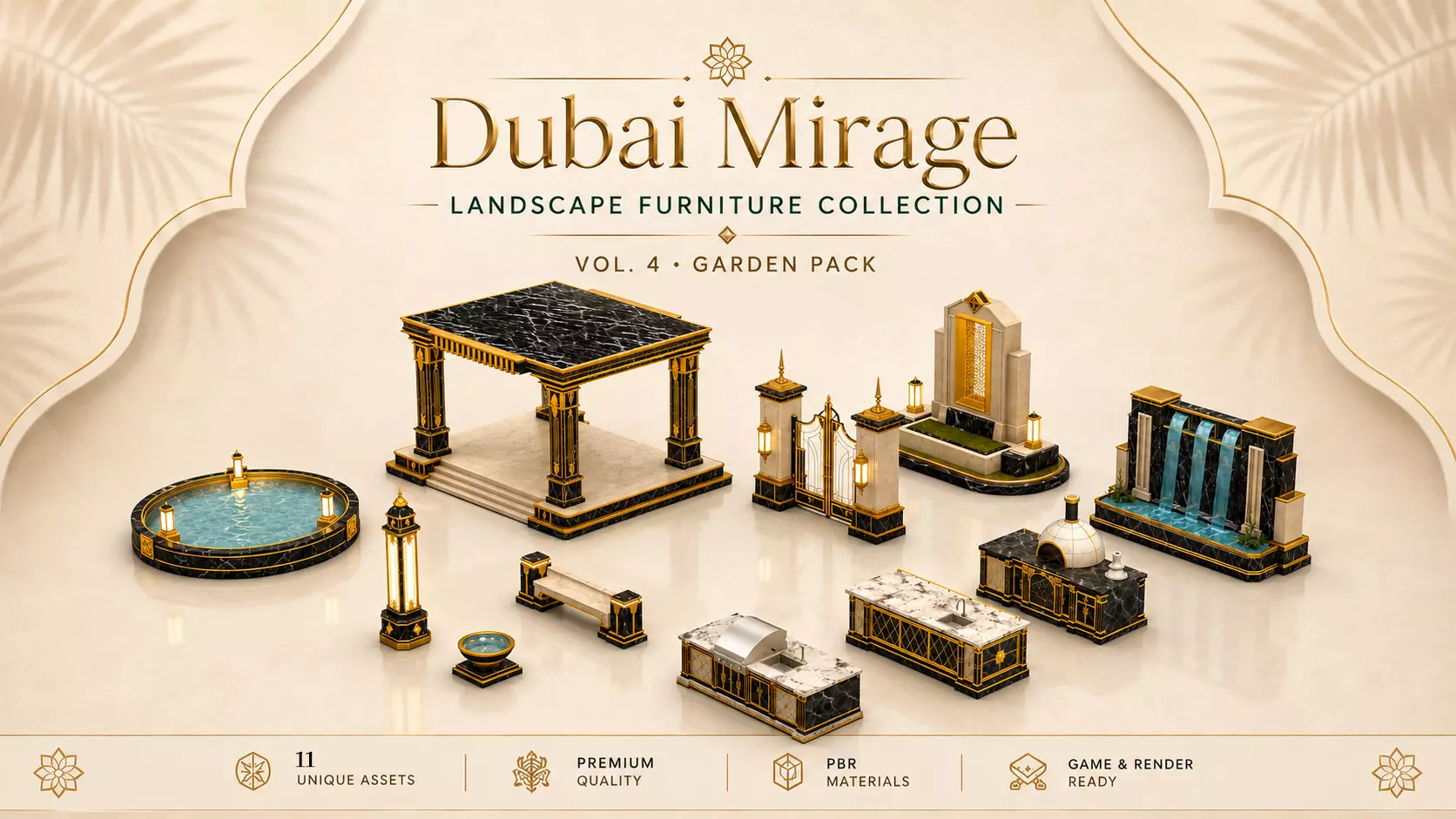 Dubai Mirage Luxury Garden Landscape -Package 4 3D model