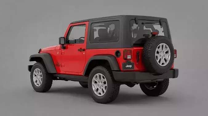 Red Jeep Wrangler Two Door Off Road SUV  3D model 4