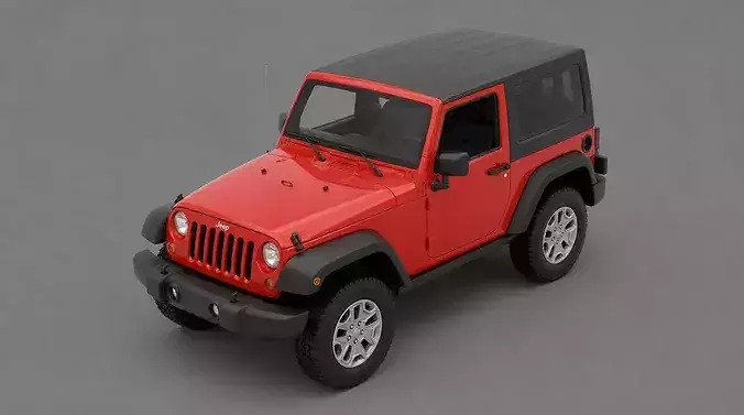 Red Jeep Wrangler Two Door Off Road SUV  3D model 2