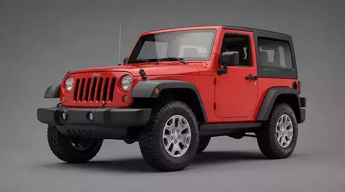 Red Jeep Wrangler Two Door Off Road SUV  3D model 5