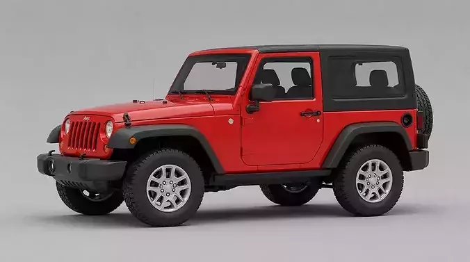 Red Jeep Wrangler Two Door Off Road SUV  3D model 3