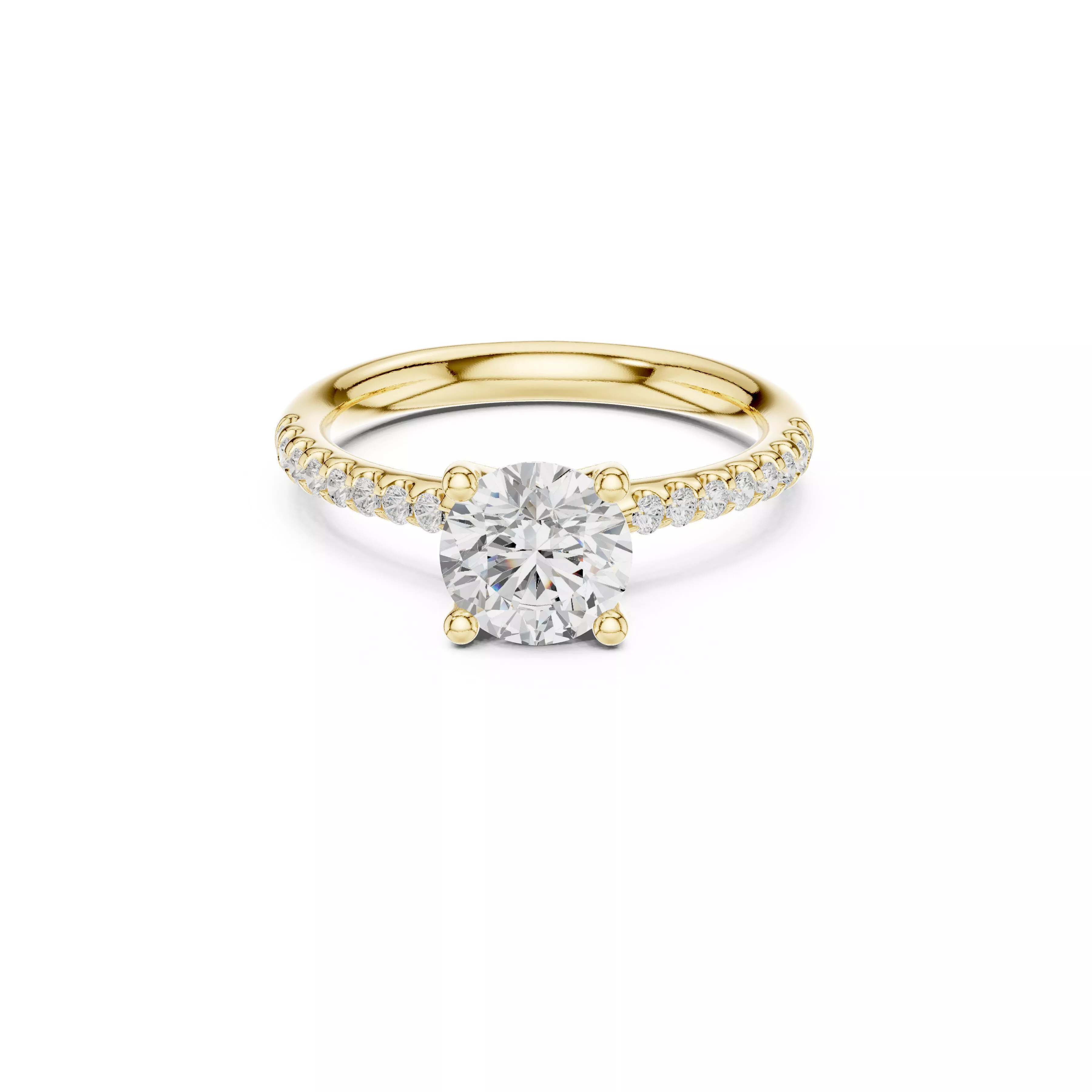 Pave Solitaire Engagement Ring CAD 3D print model