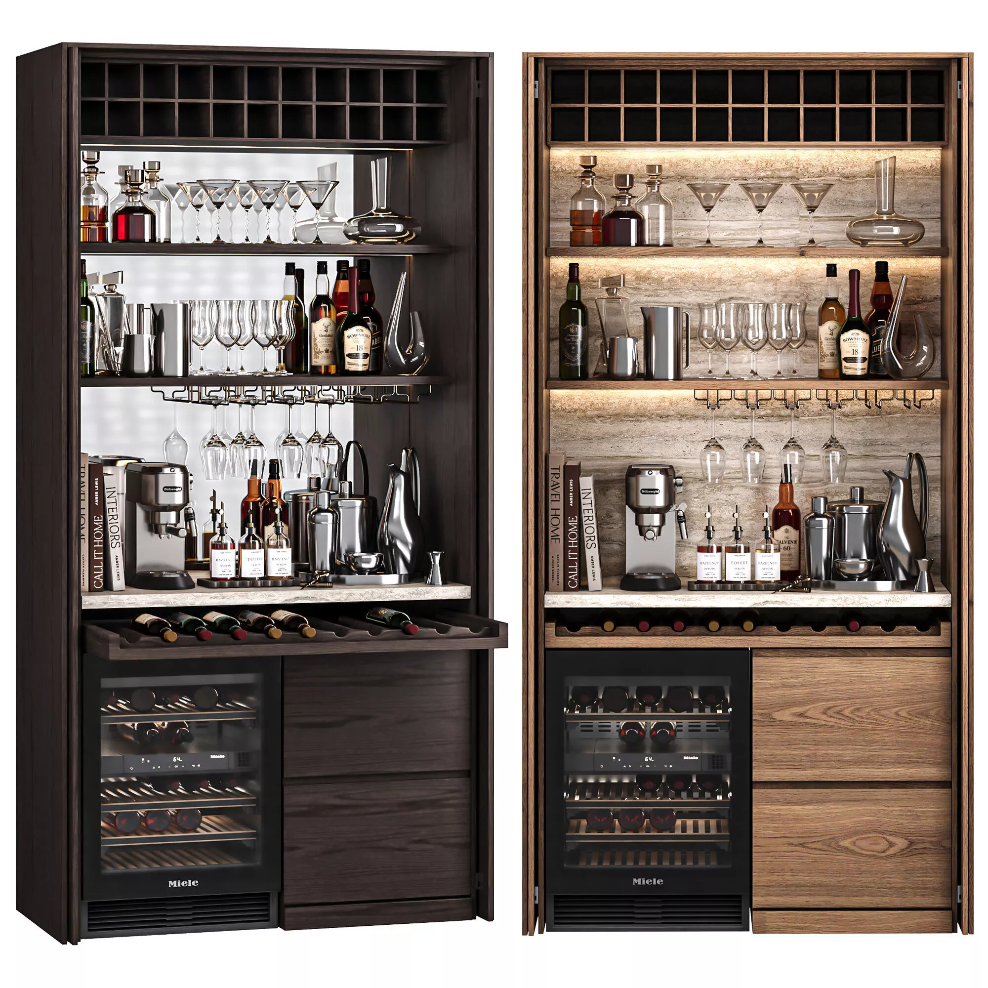 Hidden built in cabinet coffee bar3 3D model